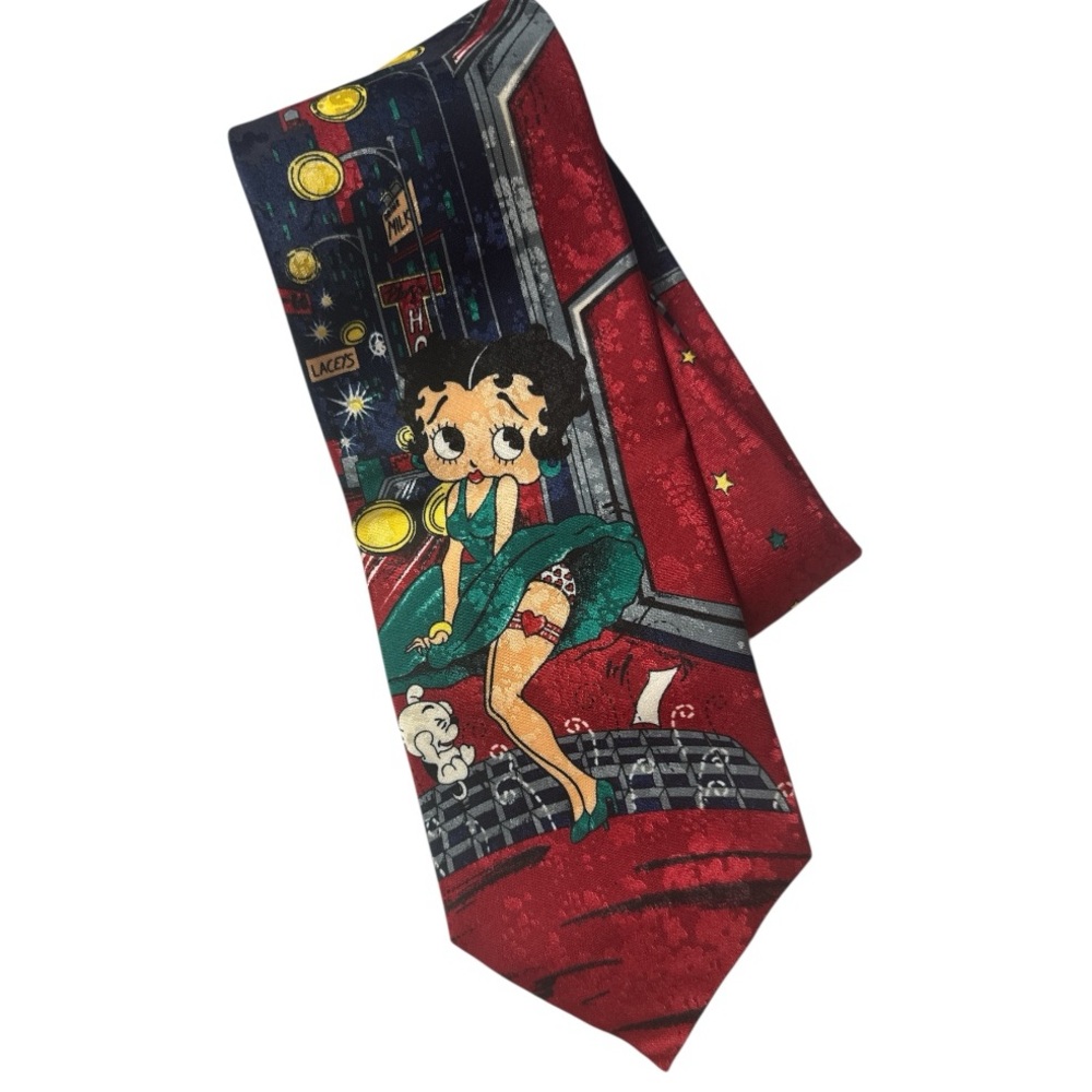 Vintage Ralph Marlin BETTY BOOP Looney Tunes Silk Tie 90's - Picture 2 of 7